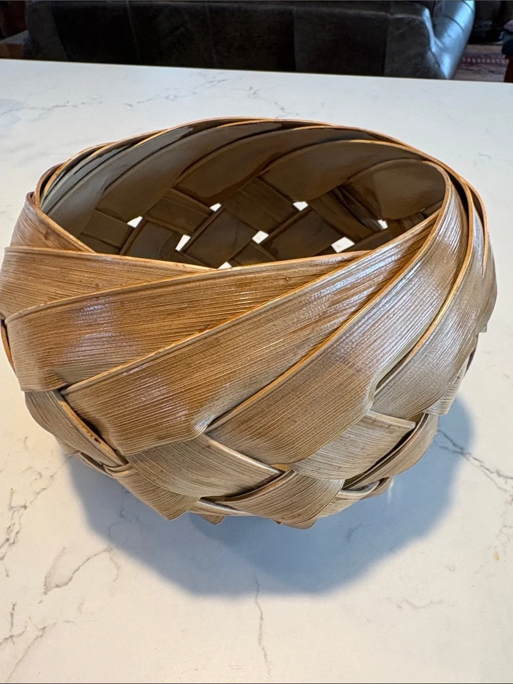 Vintage Handmade Palm Leaf Woven Basket